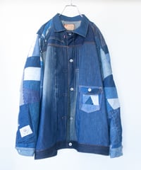 《nisai × soma komatsuno》"おわらない青" Patchwork oversized jacket, Rebuild by vintage denims