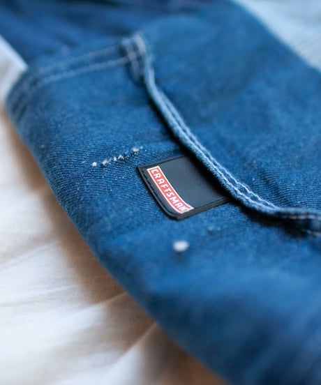 "つぎはぎのデニムニットフードマフラー 第六色" Patchwork denim knit hooded muffler, Rebuild by vintages