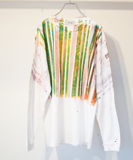 "色彩手刷りのロンT 2024年版 第一色" T-shirt with hand-printed colors