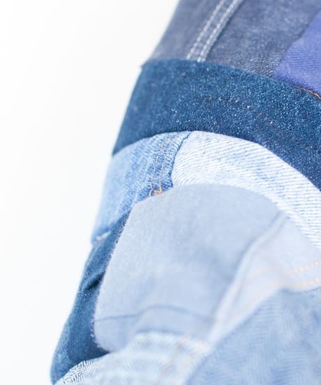 《nisai × soma komatsuno》"おわらない青" Patchwork oversized jacket, Rebuild by vintage denims