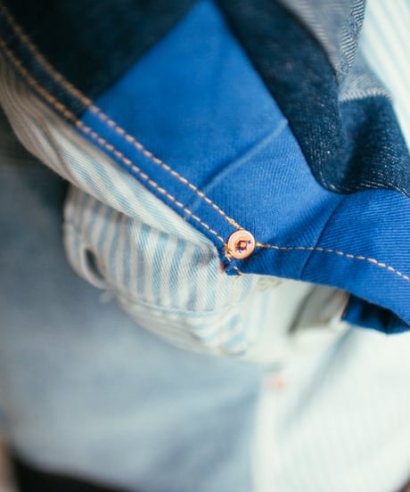《nisai × soma komatsuno》"おわらない青 遊青編" Patchwork oversized jacket, Rebuild by vintage denims
