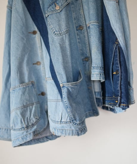 "非対称な青のコート" Asymmetry over denim coat, rebuild by vintages
