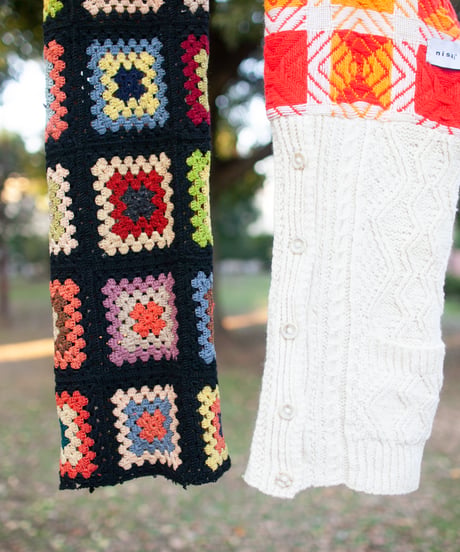 "夕暮れの窓と夜の宝石ケース" Vintage knit Rebuild Muffler by Dusk window and jewelry case at night