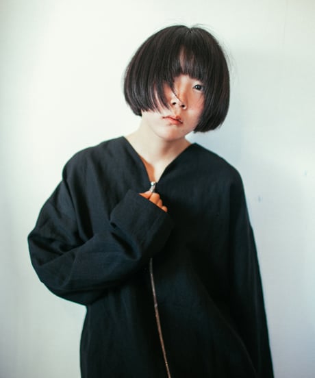 《0＜nisai+α≦Y》 riri zip painted jacket / wool and cotton black