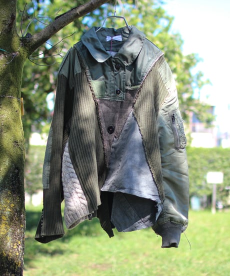 "その傷はやさしさになる" Beautiful scratches Short coat, reconstructed from mix vintages