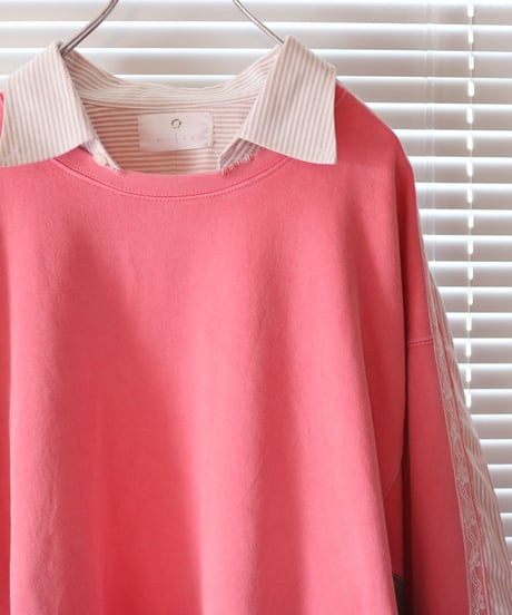 "桃色の両思い" pink color mutual affection pull-over, rebuild by vintages