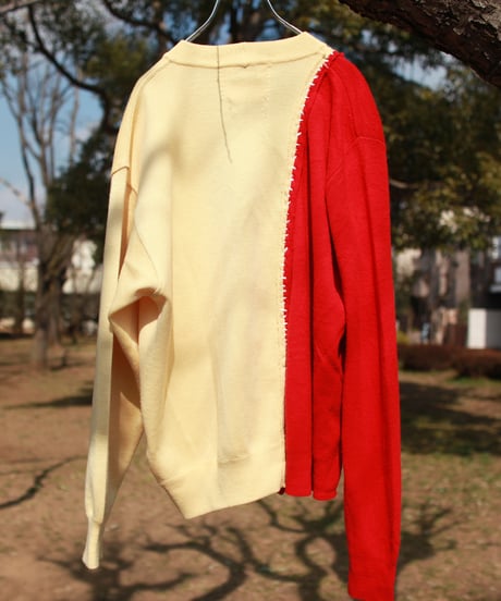 "あの日、赤かっただけのカーディガン" Past Red knit, Rebuild by vintages