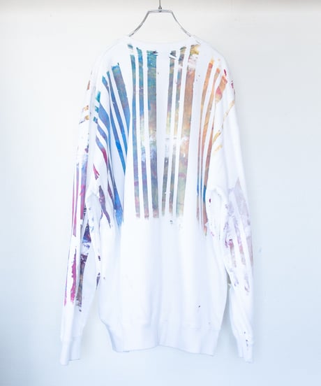 "思い出す色" Trainer by Analog silk screen overlay blurring hand-print