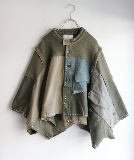 "ふたりきり" Too Wide Short jacket, reconstructed from Green vintages