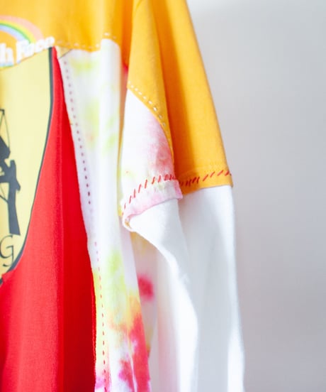 "色彩花" Rainbow flowers long-sleeved T-shirt, Rebuild by vintages