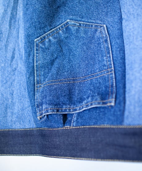 《nisai × soma komatsuno》"おわらない青 捻曲編" Patchwork oversized jacket, Rebuild by vintage denims