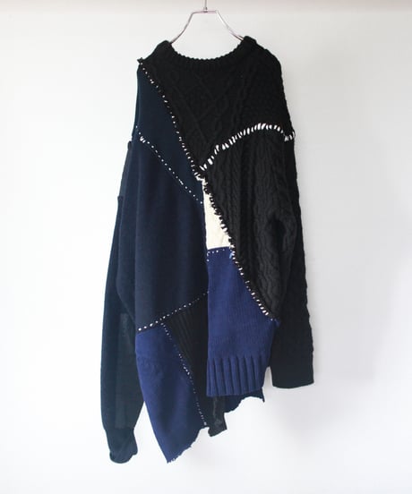"夜の海" Seaside night knit, Rebuild by vintages