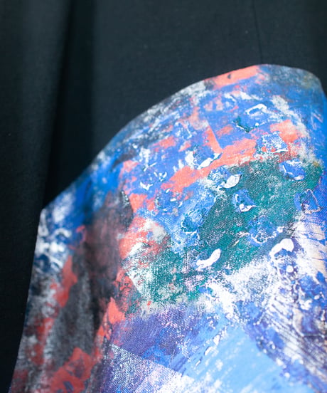 《0＜nisai+α≦Y》 metal hook paint half-sleeve shirt jacket / black formal cotton and linen