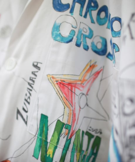 "あのころ好きだったものたちの手描きのショップコート" Hand-painted shop coat of [what I liked at that time], Based on Vintage