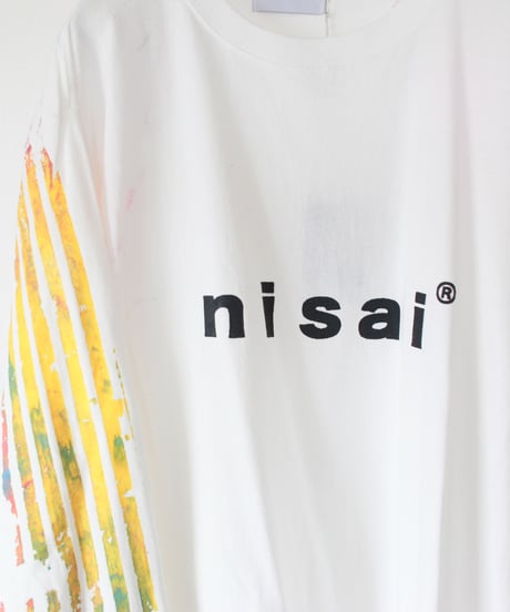 "色彩手刷り（あるいは翼）のロンT" Multi color hand-printed (or winged) long-sleeved T-shirt