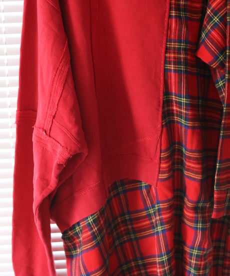 "ボーイフレンド・レッドワンピース" Red Dress one-piece for boyfriend, rebuild from vintages