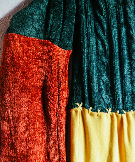 "若い多声音楽" Vintage knit Rebuild Muffler by Polyphony