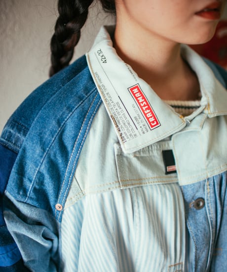 《nisai × soma komatsuno》"おわらない青 遊青編" Patchwork oversized jacket, Rebuild by vintage denims