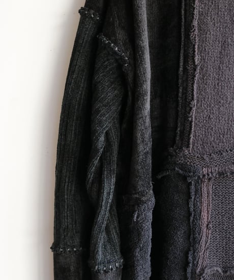 "夜間飛行" night flight knit one-piece, reconstructed from black knit vintages