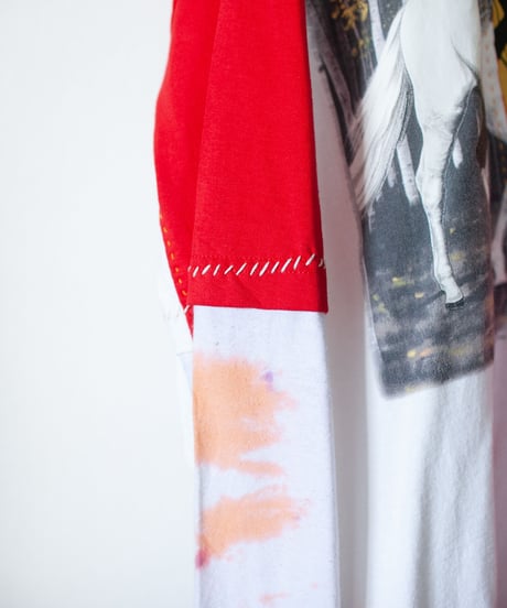 "色彩花" Rainbow flowers long-sleeved T-shirt, Rebuild by vintages
