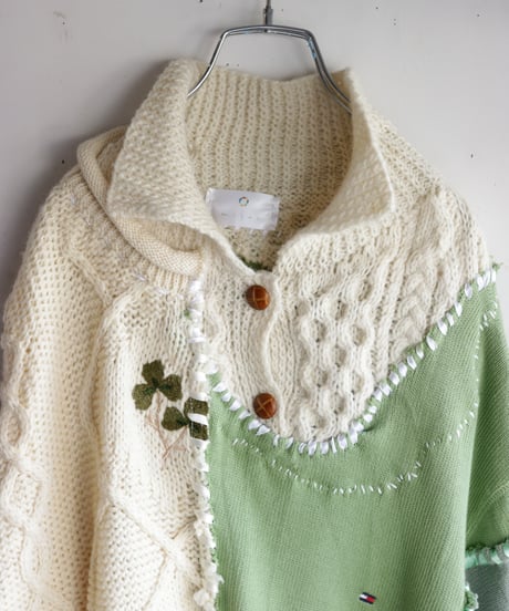 "公園の地図と足跡" Park map knit, reconstructed from knit vintages