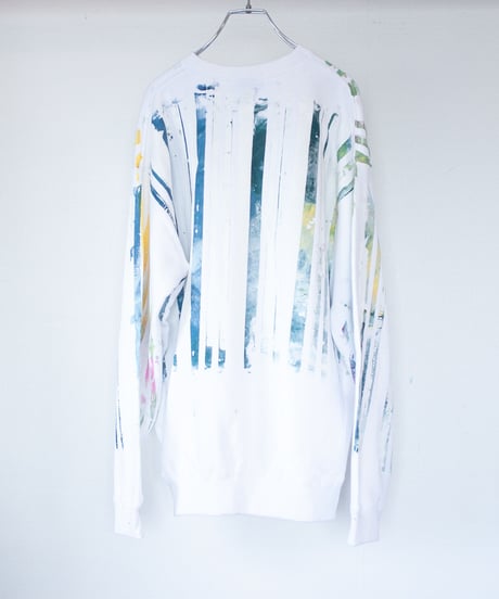 "明るい人" Trainer by Analog silk screen overlay blurring hand-print