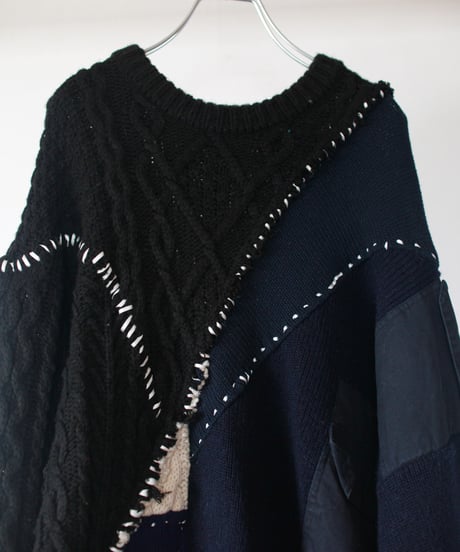 "夜の海" Seaside night knit, Rebuild by vintages