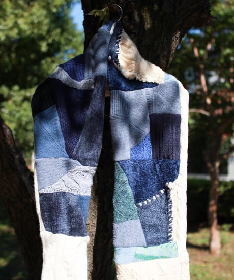 "あの日、青かっただけのニット・マフラー" past blue muffler, Rebuild by vintages