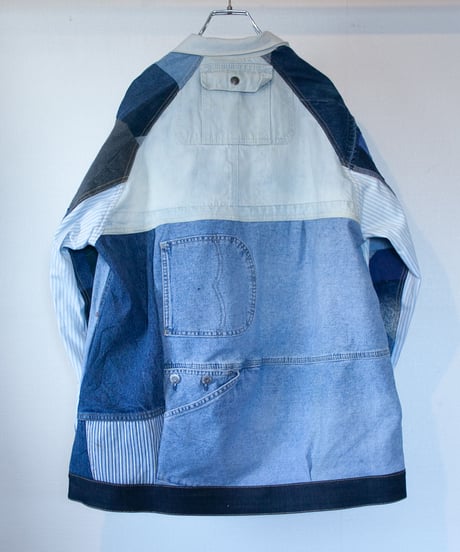 《nisai × soma komatsuno》"おわらない青 遊青編" Patchwork oversized jacket, Rebuild by vintage denims