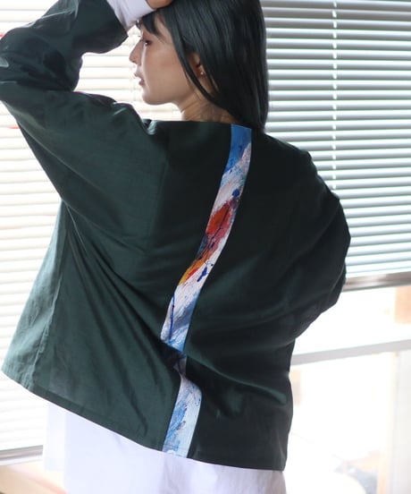 《0＜nisai+α≦Y》  three button shirt jacket / Green silk cotton