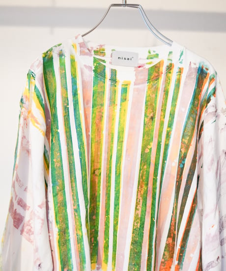 "色彩手刷りのロンT 2024年版 第一色" T-shirt with hand-printed colors