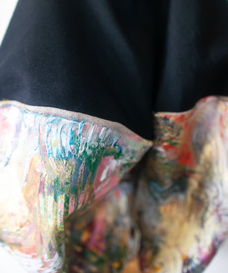 《0＜nisai+α≦Y》 Painted Ball bag / wool and cotton black