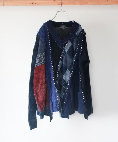 "東京豪雨2" Heavy rain in Tokyo 2 knit, Rebuild by vintages