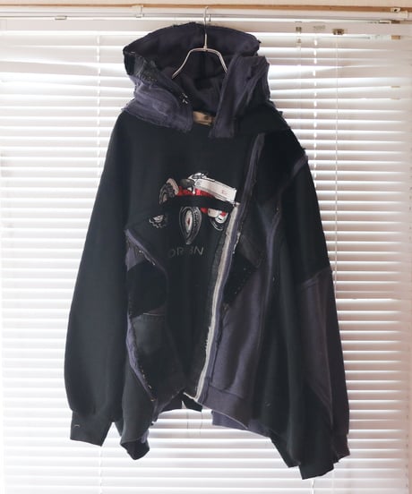 "BADBADNOTGOOD" Grunge Black Hoodie rebuild by vintages