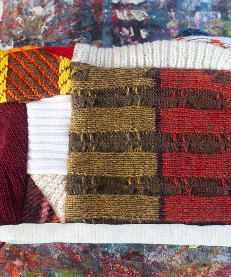 "つぎはぎの猫耳帽子 第十二色" knit cat cap, Rebuild by vintagess