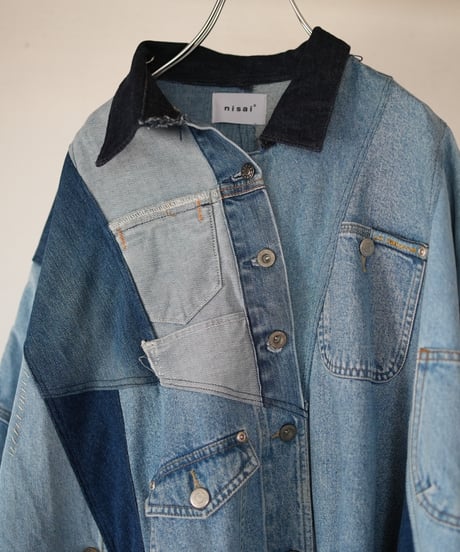 "非対称な青のコート" Asymmetry over denim coat, rebuild by vintages