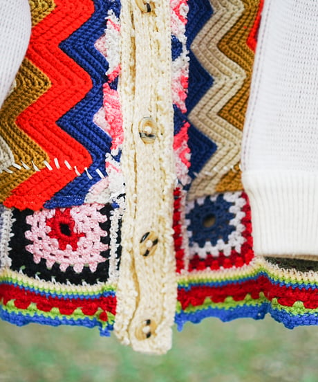 "揺れる虹のカーディガン" Swaying rainbow cardigan, rebuild by vintages