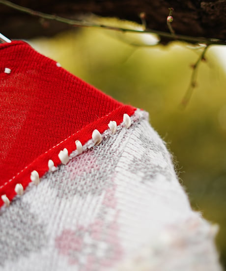 "ふたつのハート" Double heart knit, Rebuild by vintages