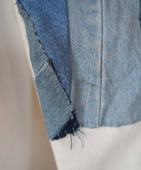 "つぎはぎのデニムスリーブトレーナー 第一色" Patchwork denim sleeve trainer, Rebuild by vintages