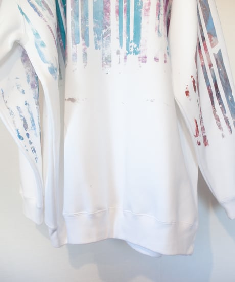 "明るい涙" Analog silk screen overlay blurring hand-printed Trainer