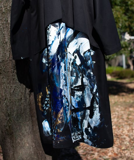 《0＜nisai+α≦Y》 metal hook paint coat / black formal wool