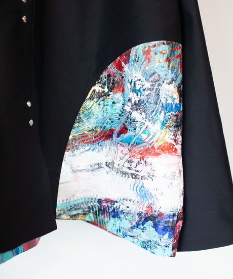 《0＜nisai+α≦Y》 metal hook paint shirt jacket / black formal wool