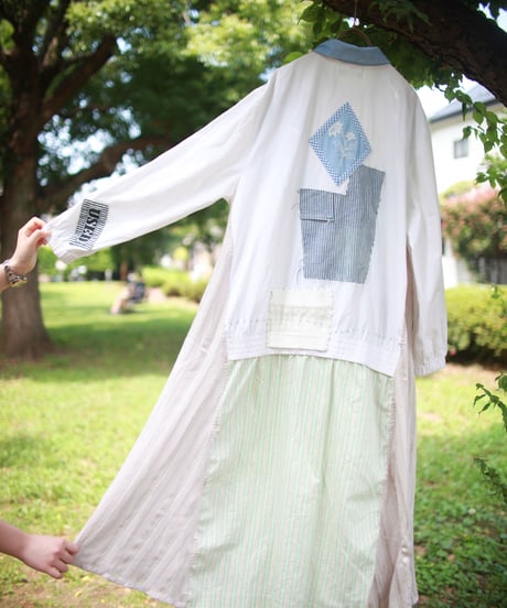 "涼しい青と風緑の春秋コート" Cool blue and wind green spring / autumn coat, Rebuild by vintages