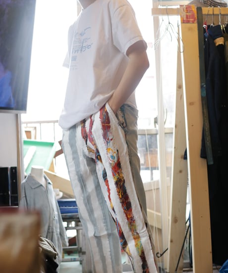 "ホワイト・ストライプス" The White Stripes painted pants, Based on Bleach vintage denim