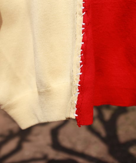 "あの日、赤かっただけのカーディガン" Past Red knit, Rebuild by vintages