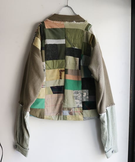 "非戦" Painted Military patchwork pullover, inspired by nowars