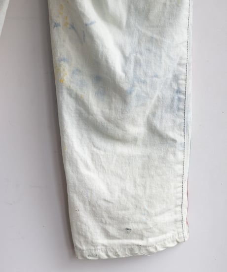 "偽装する虹" Fake stitch painted pants, Based on Bleach vintage denim