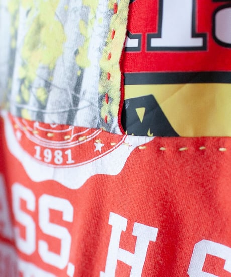 "夕暮れの街と紅い花" Sunset Red Flowers long-sleeved T-shirt, Rebuild by vintages