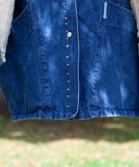 "それぞれの青のカーディガン" Cardigan with two large pockets, Rebuild by vintages