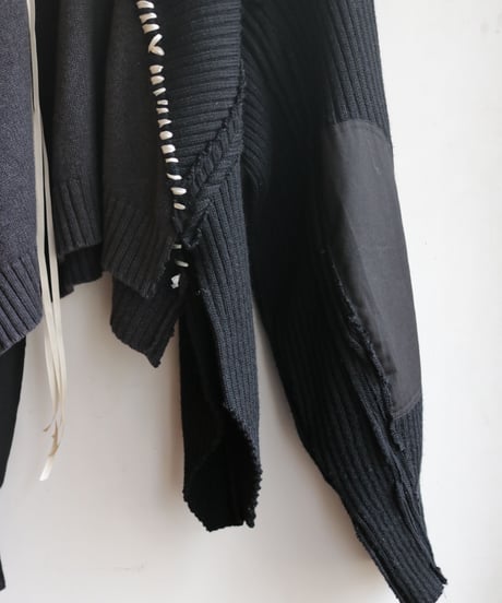 "月夜" night and moon knit, reconstructed from black knit vintages